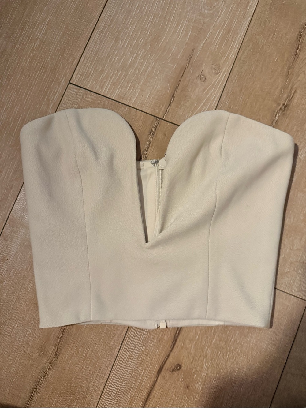 Meshki Cream Strapless Bustier Top with Center Zip